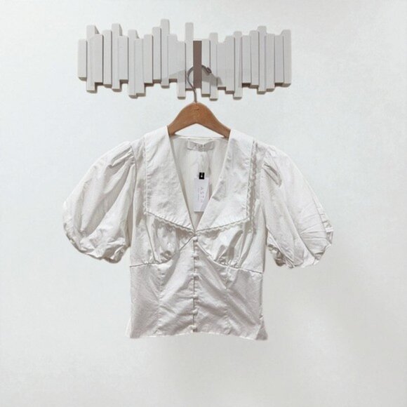 NWT ASTR Maiden Cotton Short Puff Sleeve Top One Size - Picture 2 of 8